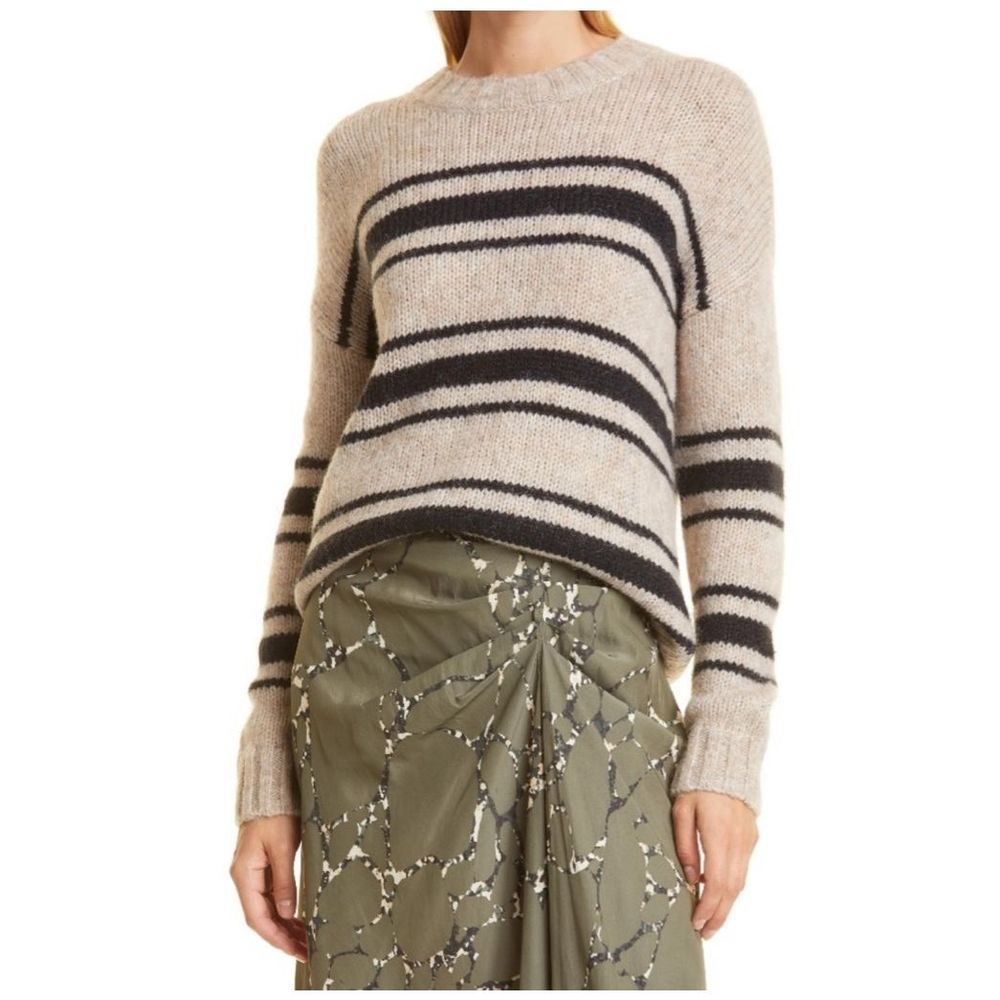 ba&sh Bosco Jumper Stripe Wool & Mohair Blend Sweater Greige Size L